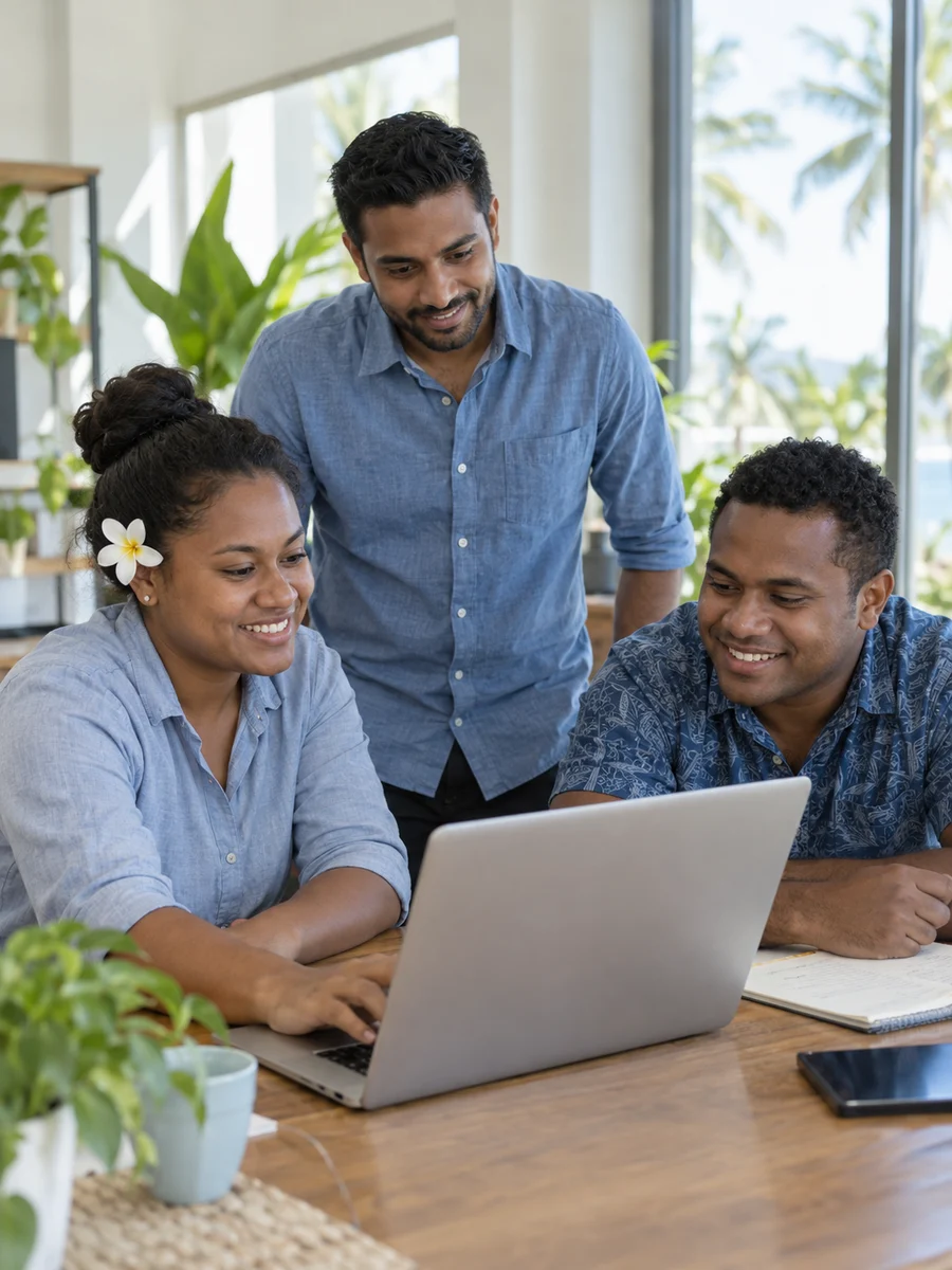 Collaborative software planning around a laptop